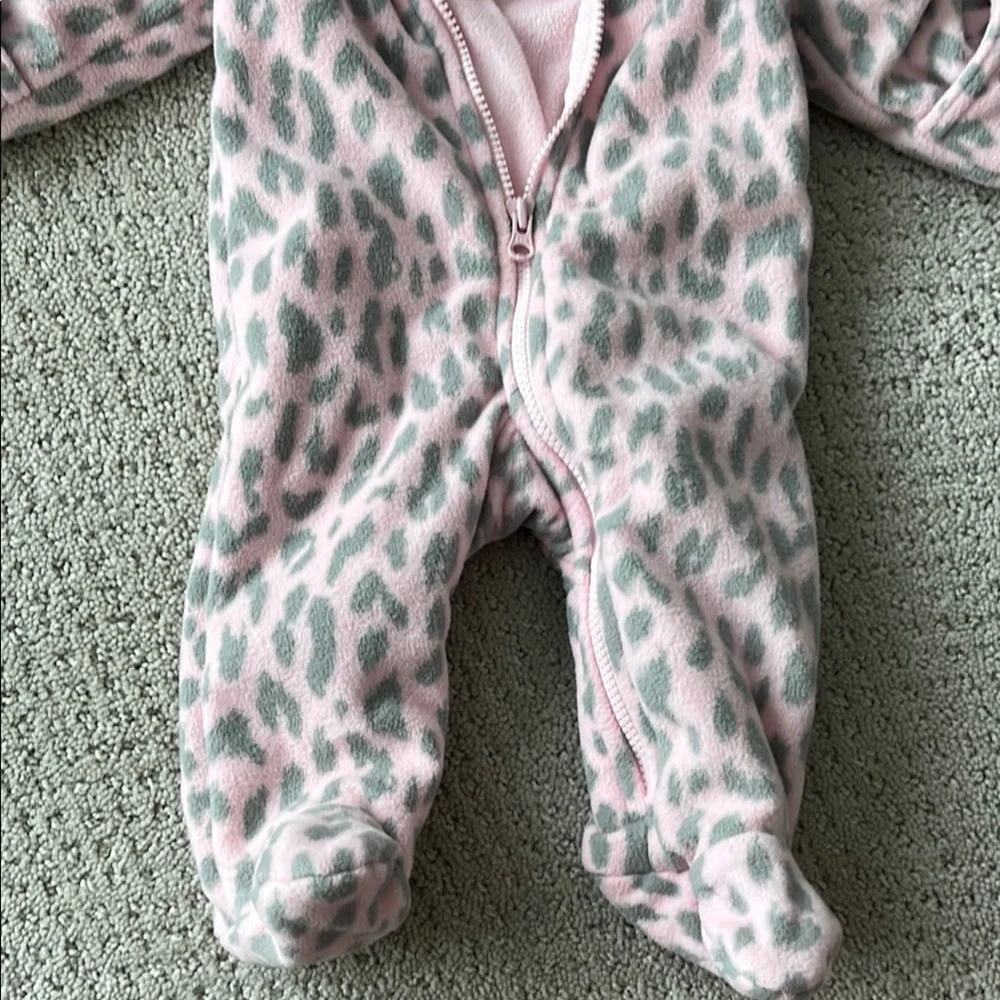 Carter's Pink Leopard Print Baby bunting winter - Picture 3 of 4